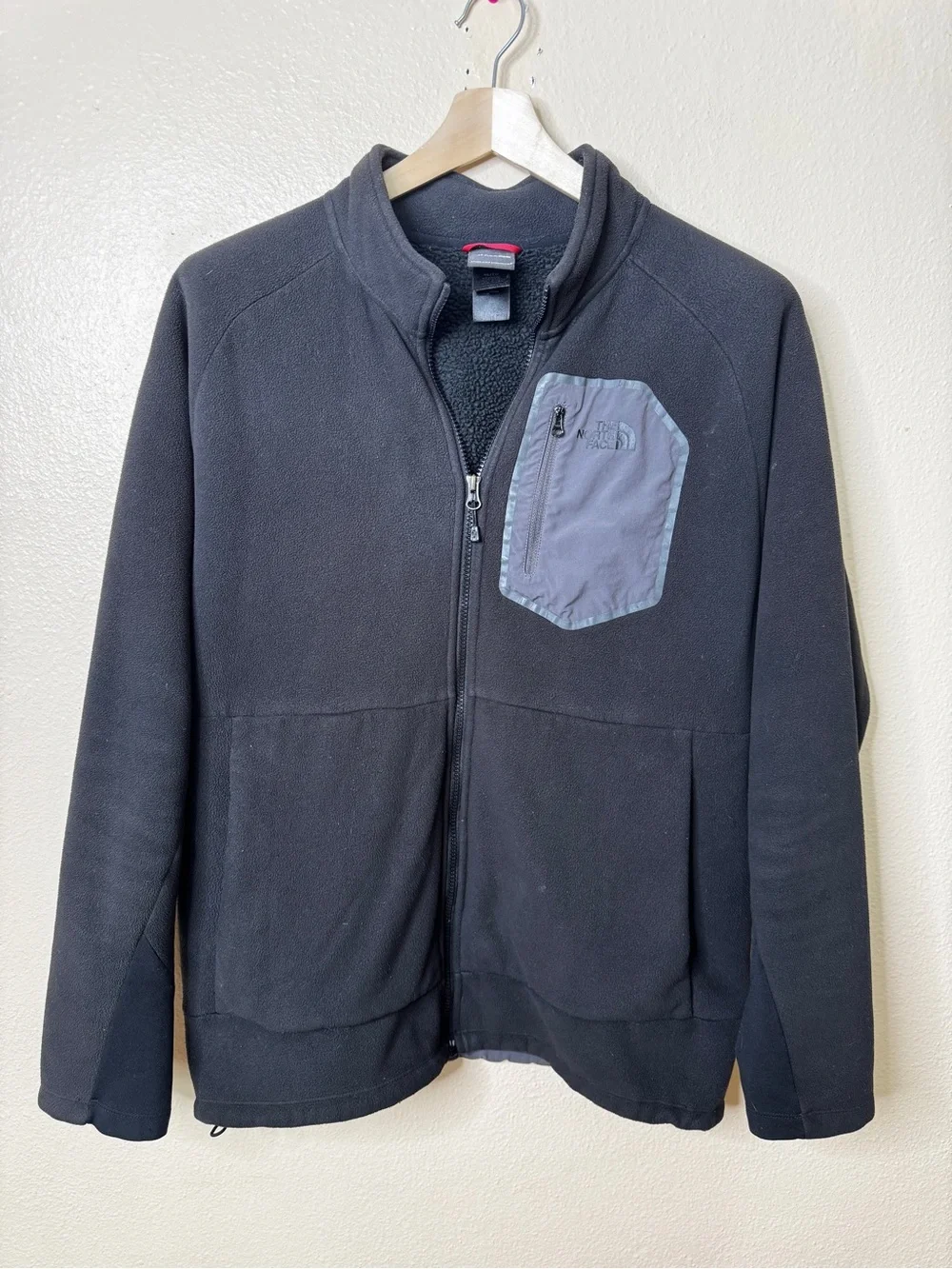 The North Face Full Zip Fleece Jacket XL Black Full Zip Chest Pocket Outdoor